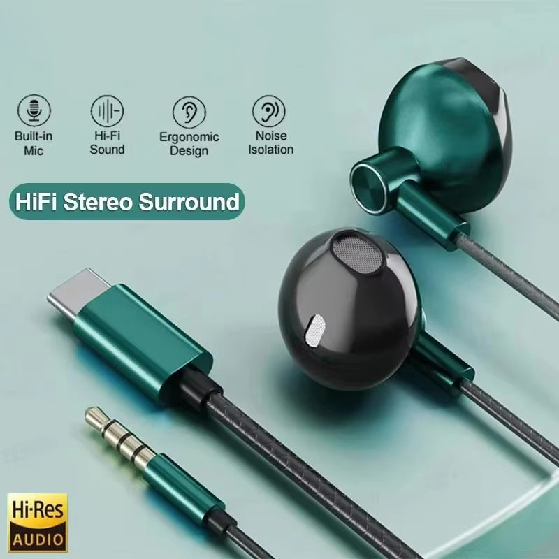 Тип C 3,5 мм HIFI стерео прово – обзор и цена Wired Earphone Mic