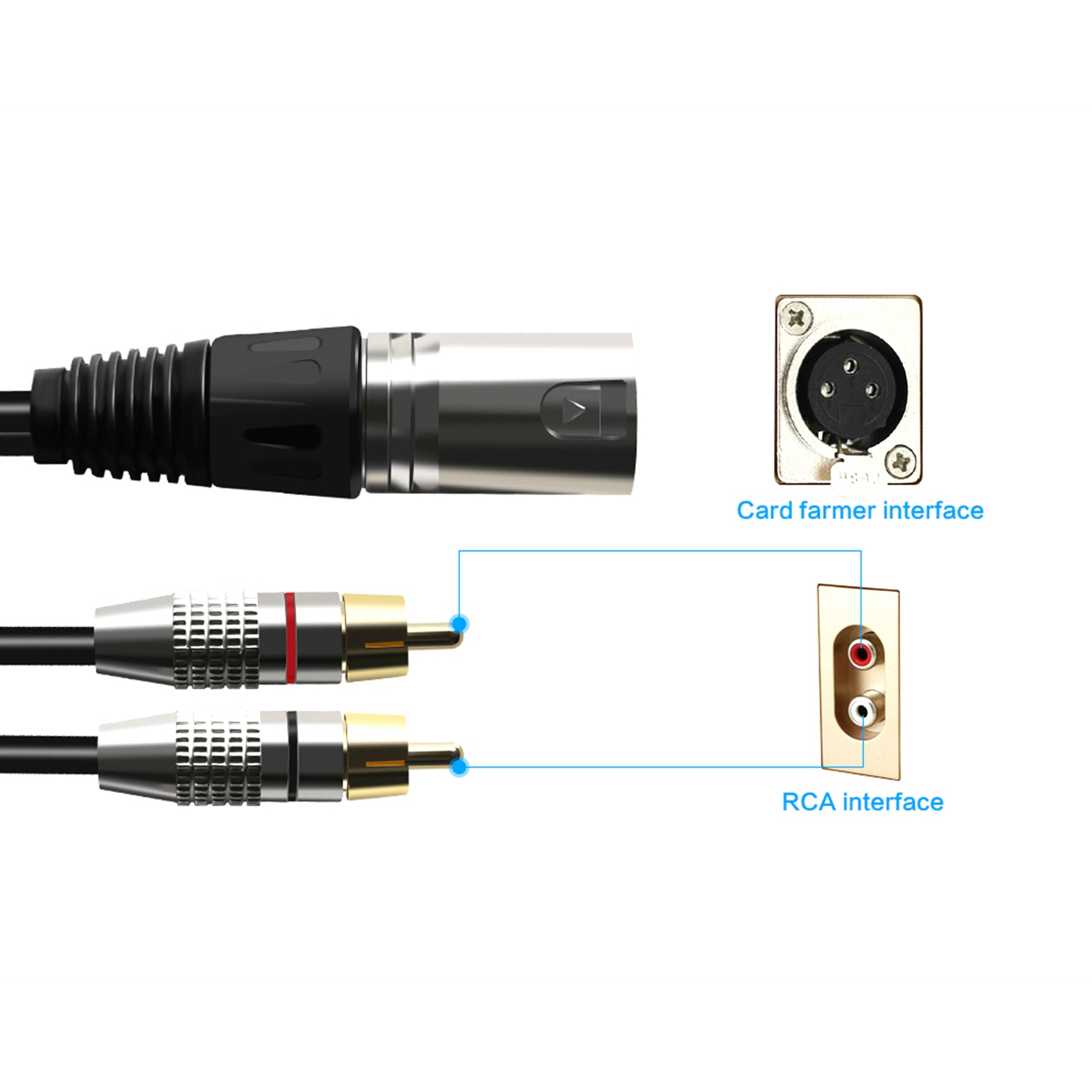 Штекер 1 XLR на 2 штекера RCA  – обзор и цена Audio Splitter Y